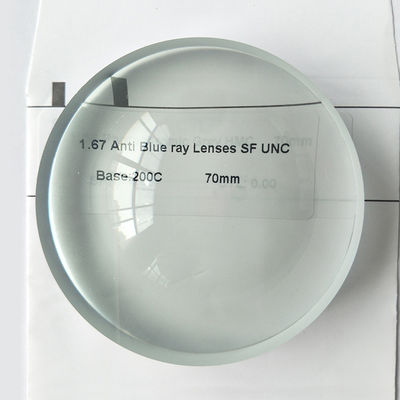 1,67 halvferdig blå blokk enkeltsynsobjektiv